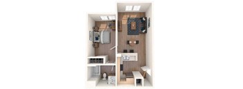 a floor plan of a 1 bedroom apartment at K Street Flats, California, 94704