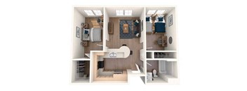 a bedroom with a bed and a chair in a room at K Street Flats, California