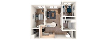 a floor plan of a home with a bedroom and a living room at K Street Flats, California, 94704