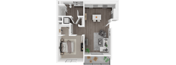 a floor plan of a 1 bedroom apartment