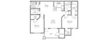 2-Bed-2-Bath Floorplan at ADDISON PLACE, Florida