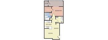 1 Bed 1 Bath Floorplan at Palm Bay Apartments