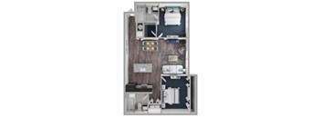 2Bed 2Bath Floor Plan at PALMETTO RIDGE Apartments, TITUSVILLE, FL, 32960