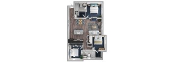 3Bed 2Bath Floor Plan at PALMETTO RIDGE Apartments, TITUSVILLE, FL