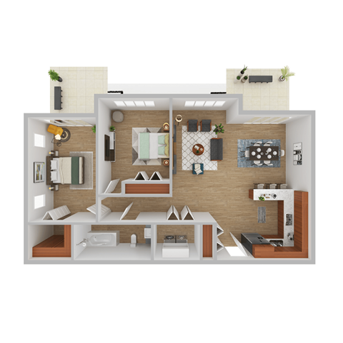 a bedroom floor plan with a bathroom and a living room at Quail Run Apartments, Vancouver, WA