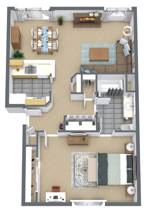 1 Bed 1 Bath Floor Plan at Maple Ridge, Washington, 98664