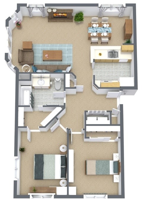 2 Bed 1 Bath Floor Plan at Maple Ridge, Vancouver, WA 98664