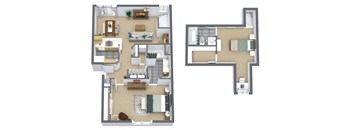 2 Bed 2 Bath Floor Plan at Maple Ridge, Vancouver, WA