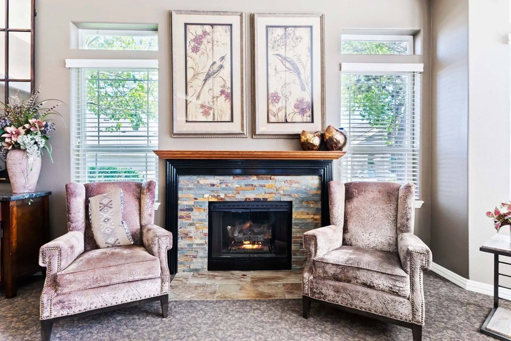 Fireplace Living Area at Maple Ridge, Washington