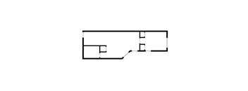 A black and white drawing of a floor plan.