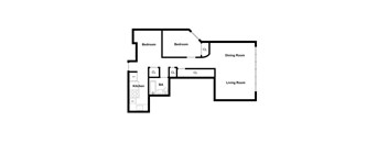 A black and white image of a floor plan for a house.