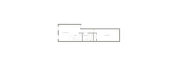 A floor plan of a small apartment with a living room, kitchen, bathroom and bedroom.
