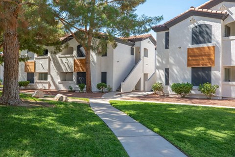 Beautiful Garden Exterior at Spin Apartments, Las Vegas, NV, 89110
