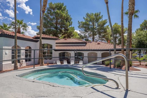 Swimming Pool Area at Spin Apartments, Las Vegas, Nevada