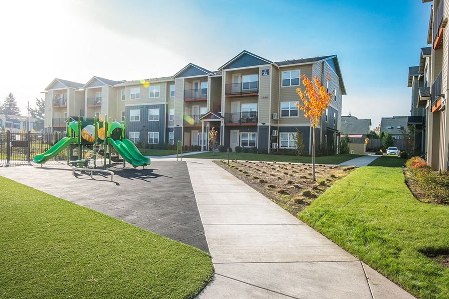 Playground near grass
