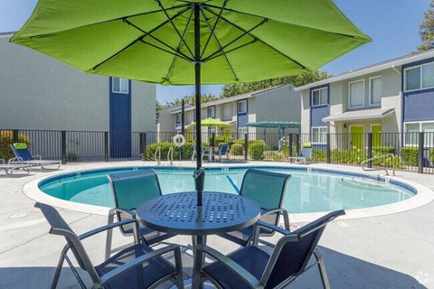 Poolside Dining Area |  Westwood Apartments in Davis, CA 95616