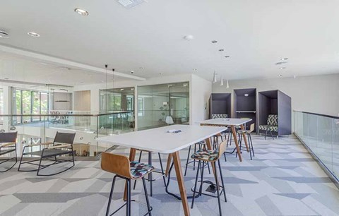 Upstairs of business center with conference table