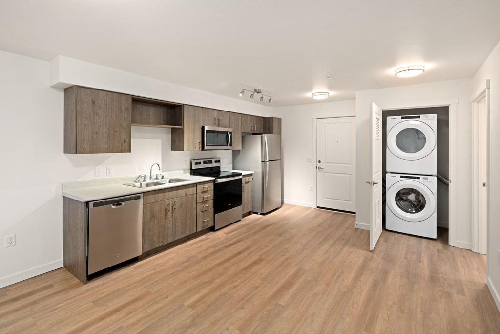 Full kitchen and washer and dryer