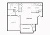 The Hampton 1X1 Floor Plan | Camden Parc Apartments in