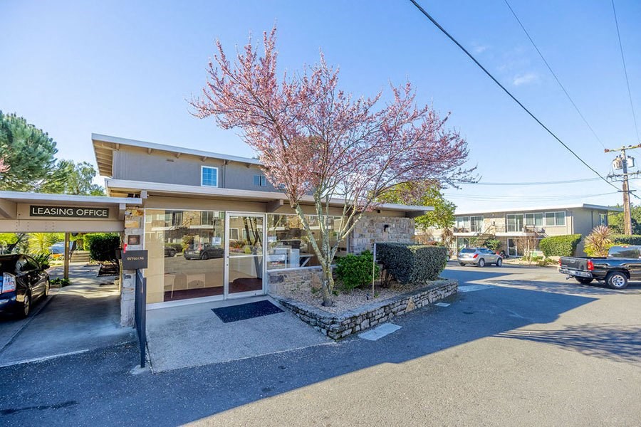 Exterior of building with parking