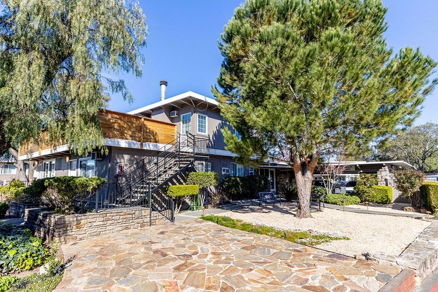 Exterior of building with landscape