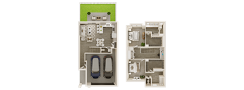 a floor plan of two bedrooms and two bathrooms