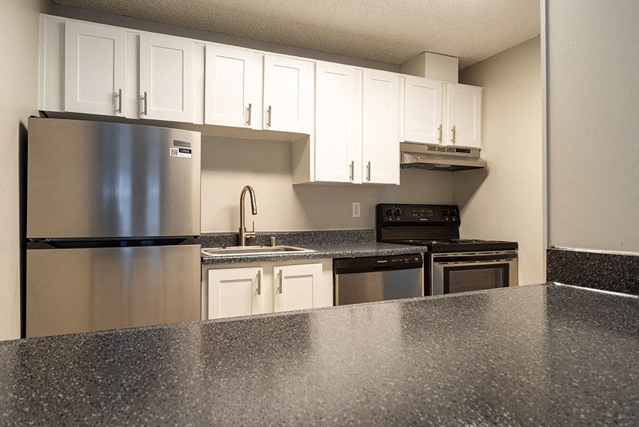 Kitchen with stainless steel appliances 