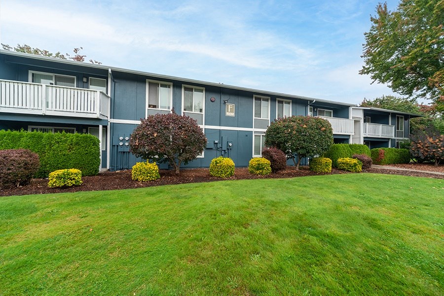 Exterior view of building with landscape