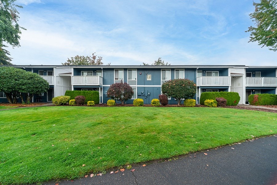 Exterior view of building with landscape