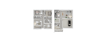 The Isles 3D floor plan for 4 bedroom 2.5 bath B
