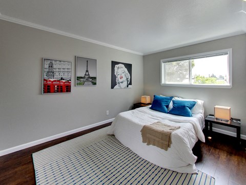 bedroom with large windows at THE POST Apartments, PLEASANT HILL , CA 94523