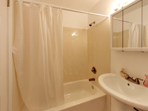 The Post Apartments bathroom will full tub and shower at THE POST Apartments, California
