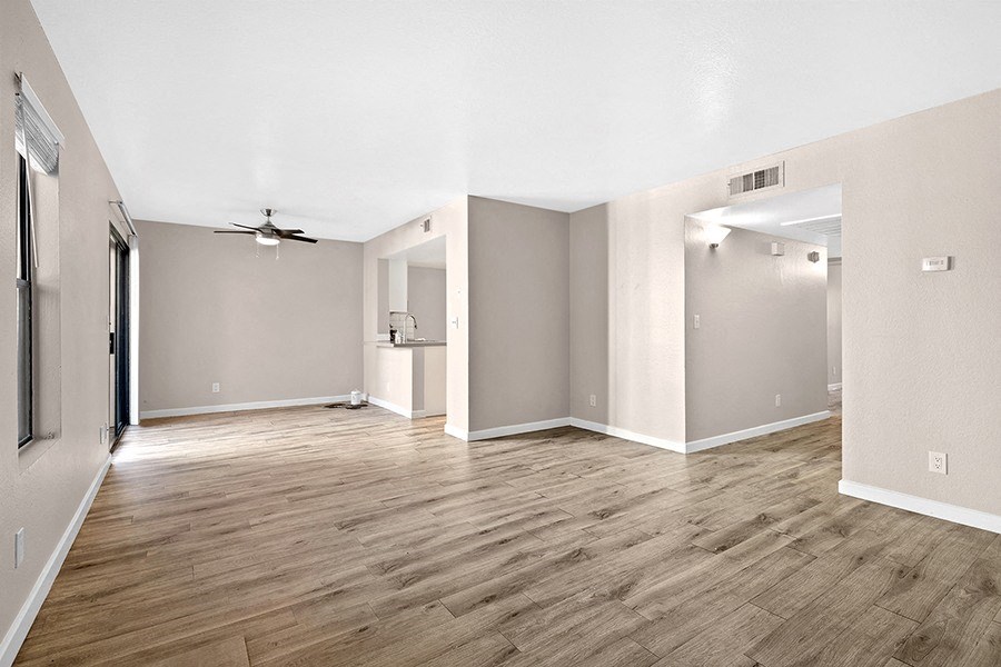 Living room with wood floors