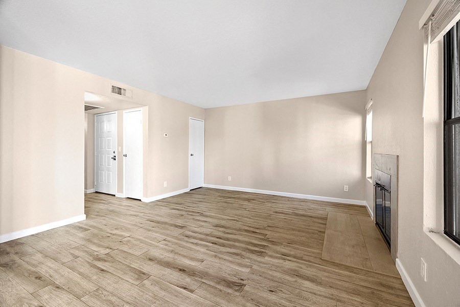 Living room with wood floors