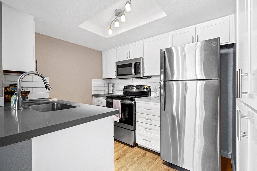 Kitchen with stainless steel appliances