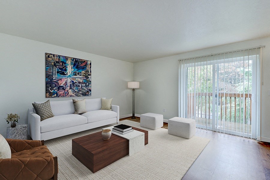 Living room with patio door
