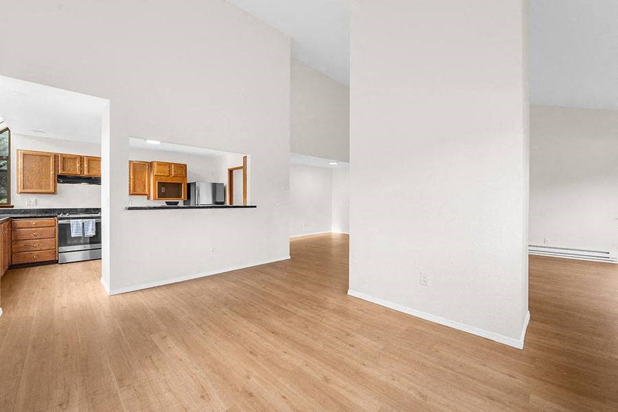 Living room and kitchen area