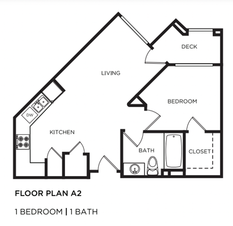 1 bed 1 bath Floor Plan A2 at Vintage at Anacapa Canyon, Camarillo, 93012