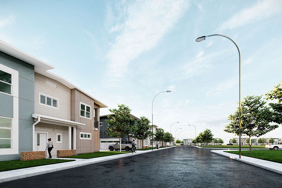 rendering of buildings exterior and sidewalks