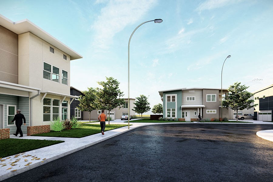 rendering of buildings exterior and sidewalks