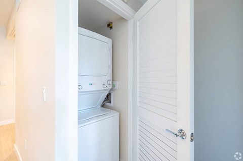 a small laundry room with a washer and dryer