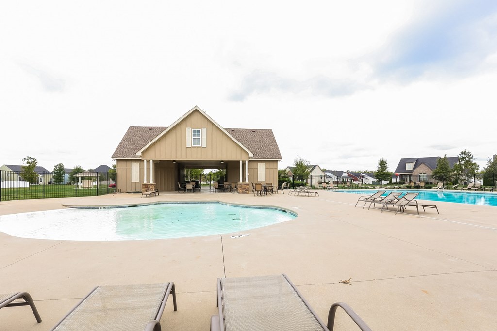 the swimming pool at the preserve at polk apartments