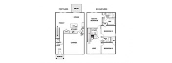 a floor plan of a house with three different floors