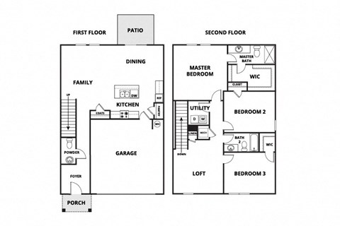 a floor plan of a house with three different floors
