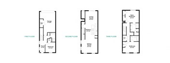 a group of four floor plans of a house