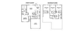 the floor plan of the first and second floor of a house