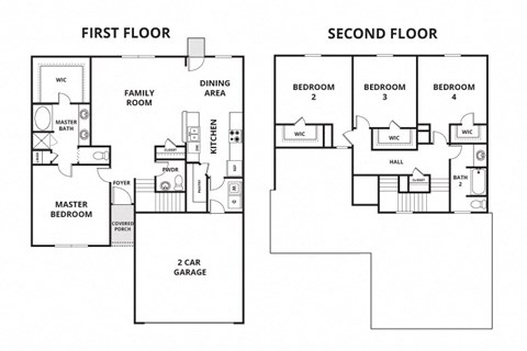 the floor plan of the first and second floor of a house