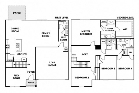 a floor plan of a house with two bedrooms and a living room
