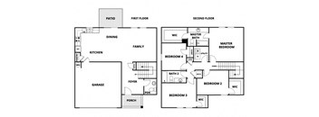 a floor plan of a house with two bedrooms and a living room