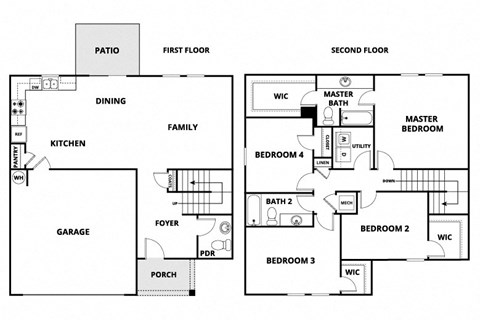 a floor plan of a house with two bedrooms and a living room